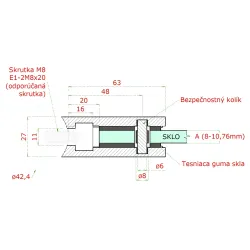 Svorka na trubku ø 42,4 mm, sklo 6 - 10,76 mm, AISI 304 Svorka na trubku ø 42,4 mm, sklo 6 - 10,76 mm, AISI 304